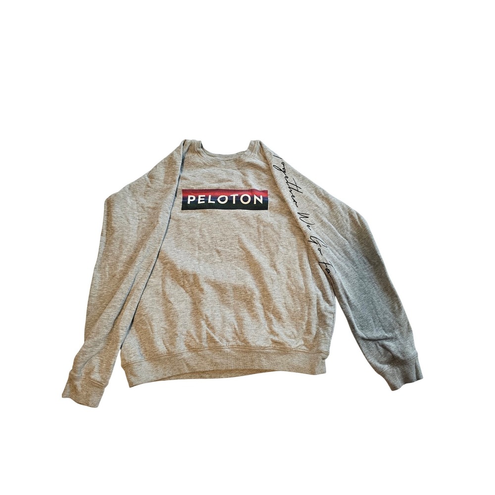 Peloton Sweatshirt Womens M Gray Graphic Raglan Crew Neck Athleisure‎ Workout